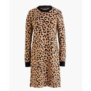 J.Crew Leopard Sweater Mini Dress Wool Blend NWT S Preppy Chic